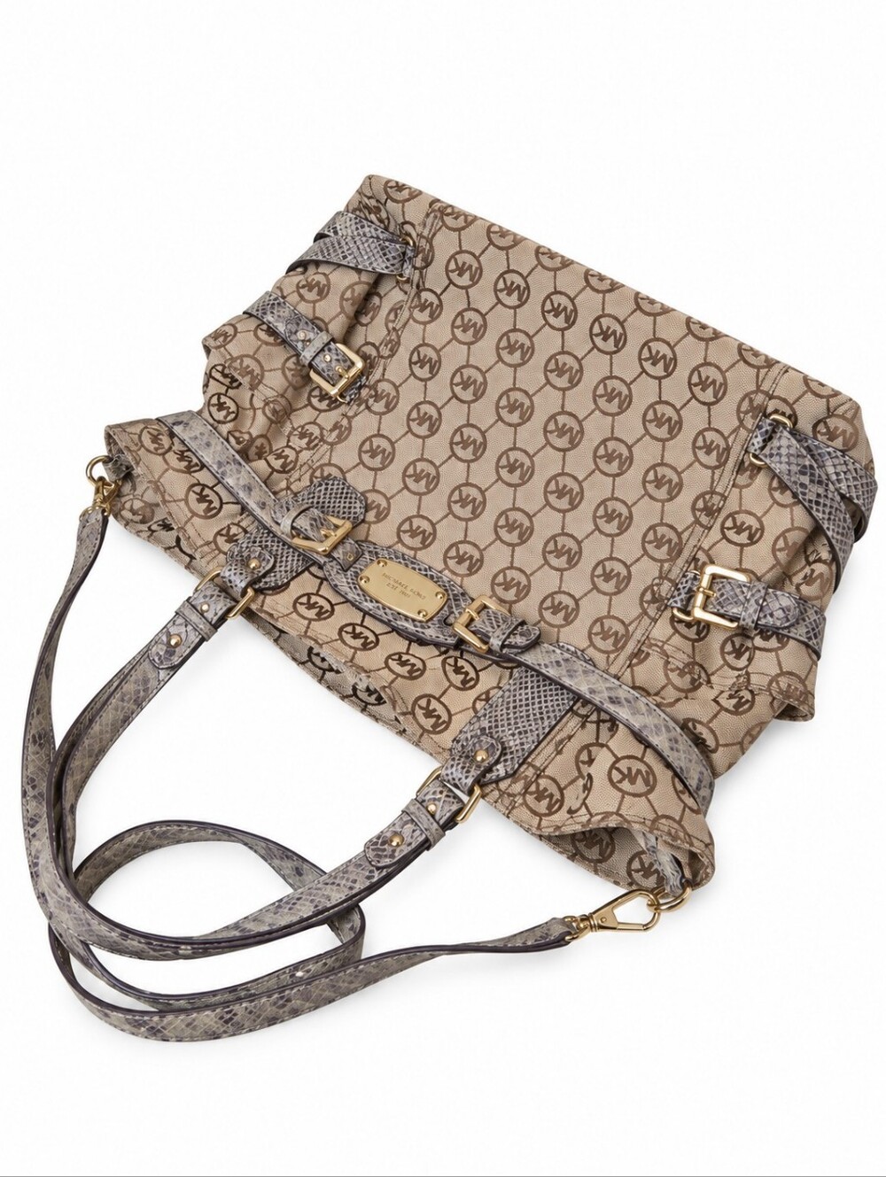 EUC Michael Kors Large N/s Gansevoort Tote Bag MK Monogram Jacquard 38H1XGVT3Q